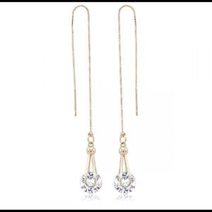 Cubic Zirconia Yellow Gold Teardrop Earring